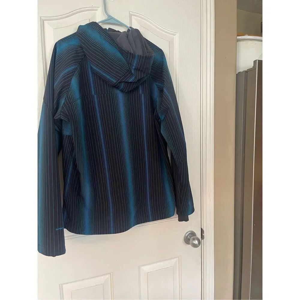 Columbia Mens Black & Blue Pinstriped Full Zip Hooded Jacket Size Large snowboar